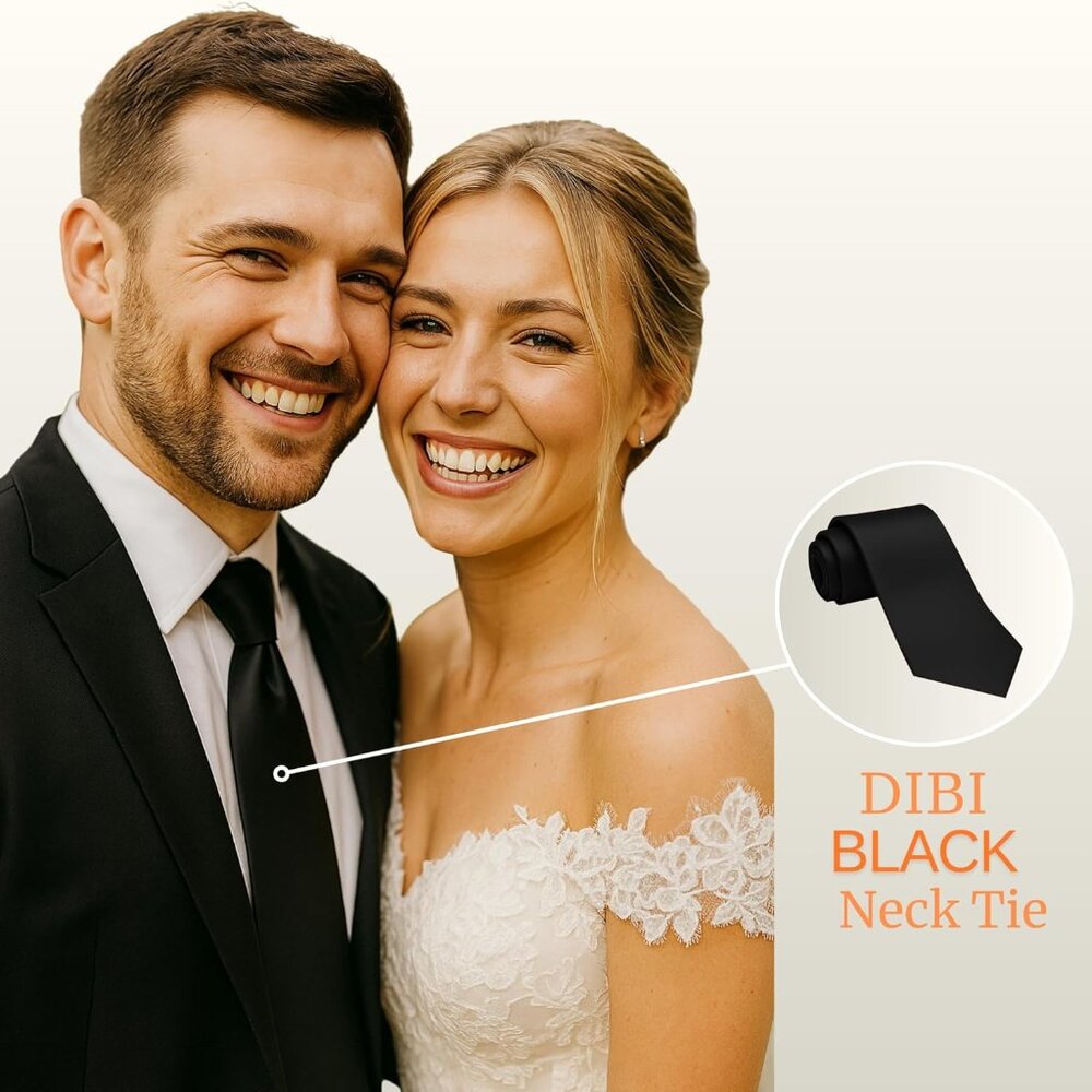 Men's Black Solid Color Imported Polyester Classi… - image 5